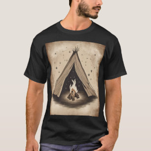 Vintage Camping Tent Campfire Outdoor Adventure Hi T-Shirt