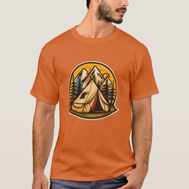 vintage camping tent vector boy T-Shirt (Front)