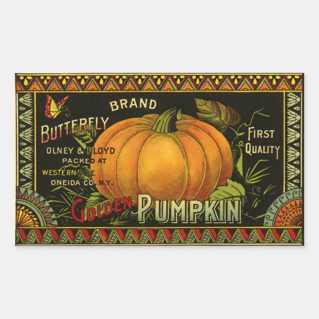 Vintage Can Label Art, Butterfly Pumpkin Vegetable (Front)