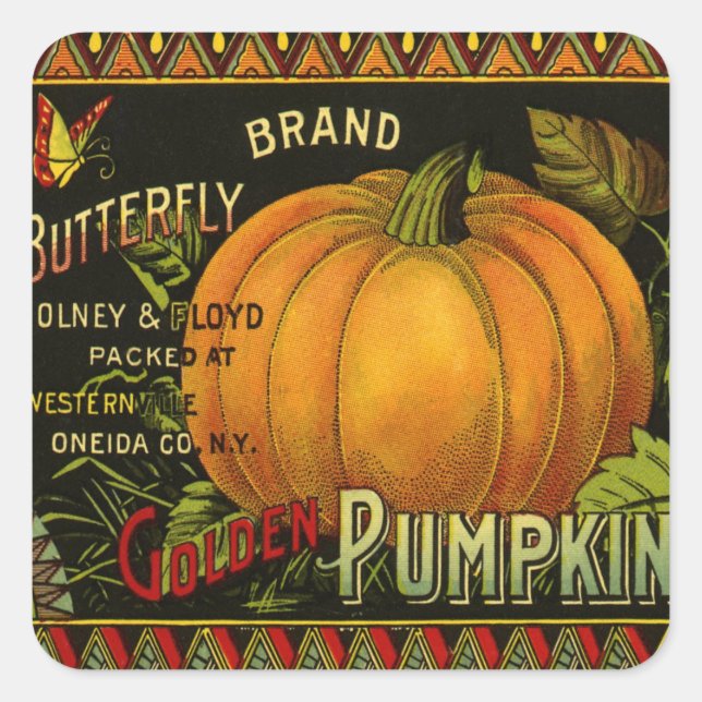 Vintage Can Label Art, Butterfly Pumpkin Vegetable (Front)