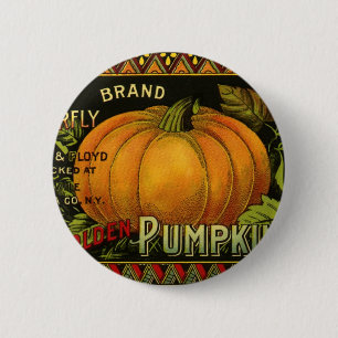 Vintage Can Label Art, Butterfly Pumpkin Vegetable 6 Cm Round Badge