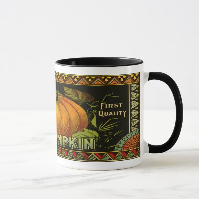 Vintage Can Label Art, Butterfly Pumpkin Vegetable Mug (Right)