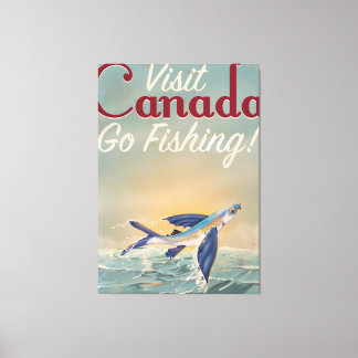 Vintage Canada Fishing travel poster Canvas Print