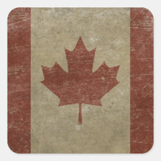 Vintage Canada Flag Square Sticker