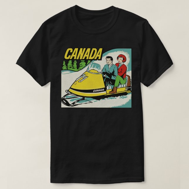 Vintage Canada Snowmobiling Tourist Travel Souveni T-Shirt (Design Front)