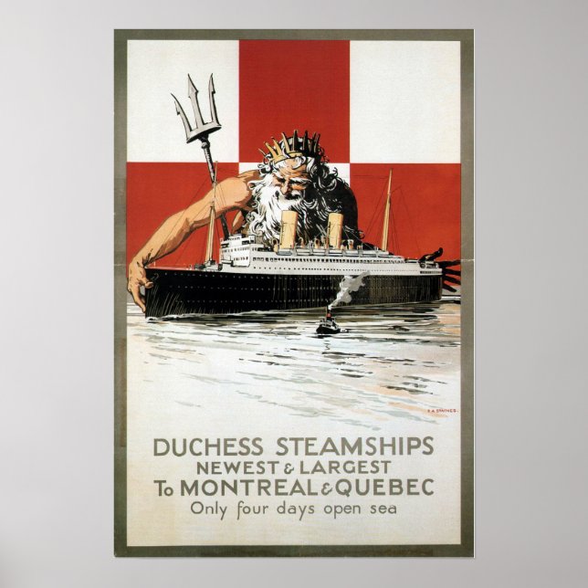 Vintage Canada Steamship Travel Poster (Front)