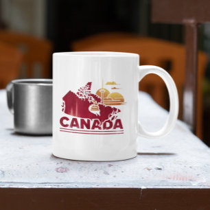 Vintage Canada Travel Country Map Maple Leaf Coffee Mug