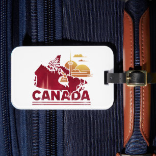 Vintage Canada Travel Country Map Maple Leaf Luggage Tag