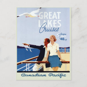 Vintage Canadian Cruise Line Great Lakes Travel Postcard