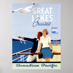 Vintage Canadian Cruise Line Great Lakes Travel Poster