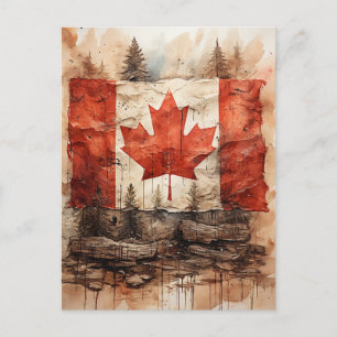 Vintage Canadian Flag  Postcard