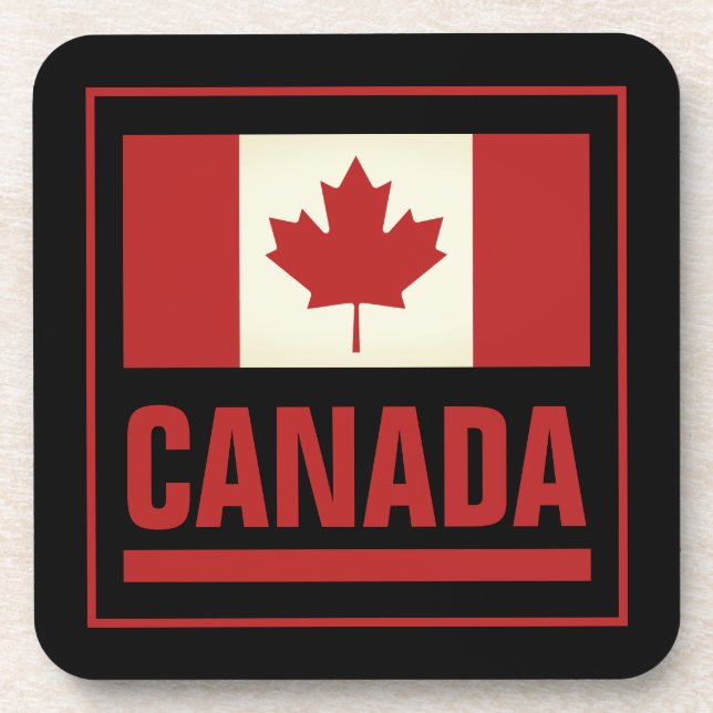 Vintage Canadian maple leaf flag of Canada Coaster (Front)