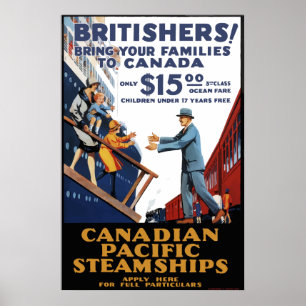 Vintage Canadian Pacific Steamships Canada Travel Poster