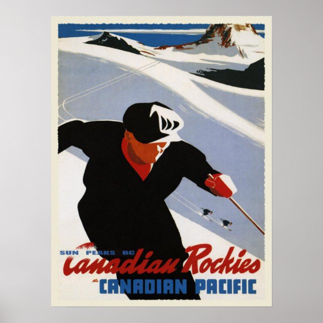 Vintage Canadian Rockies Ski Print (Front)