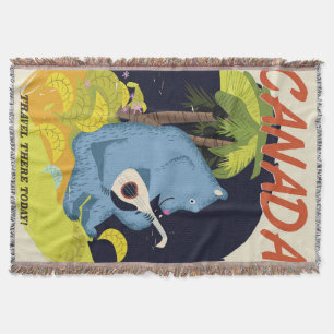 Vintage Canadian travel poster Throw Blanket