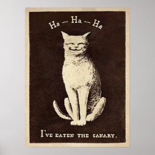 Vintage Canary Eating Cat Poster