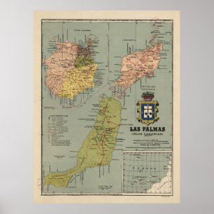 Vintage Canary Islands Map (1922) Poster