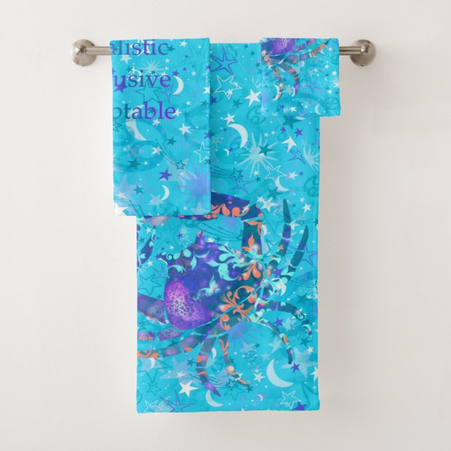 Vintage Cancer Zodiac bath towel set (Insitu)