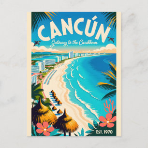 Vintage Cancún Mexico Gateway to the Caribbean Postcard