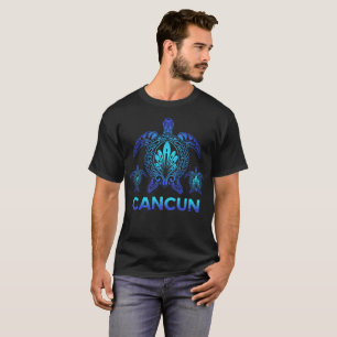 Vintage Cancun Mexico Ocean Blue Turtle Souvenirs T-Shirt