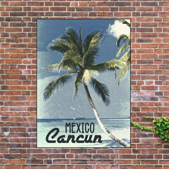 Vintage Cancun Mexico Retro Travel Beach Art Style Poster (Creator Uploaded)