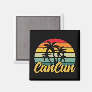 Vintage Cancun Mexico Sunset Travel Vacation Magnet