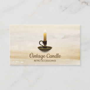 Vintage Candle Watercolor Boho Business Card