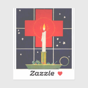 Vintage candle with the sign of the cross