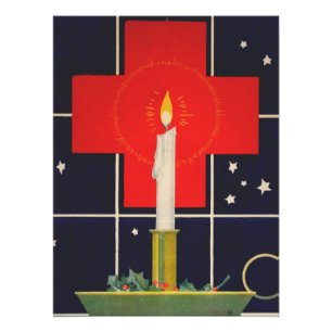 Vintage candle with the sign of the cross