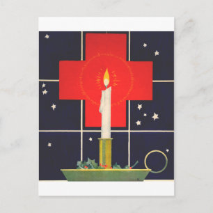 Vintage candle with the sign of the cross postcard