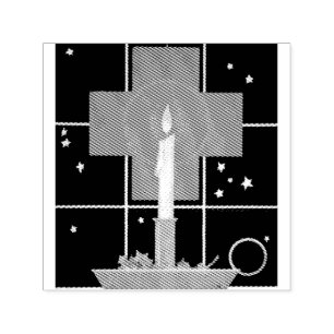Vintage candle with the sign of the cross self-inking stamp