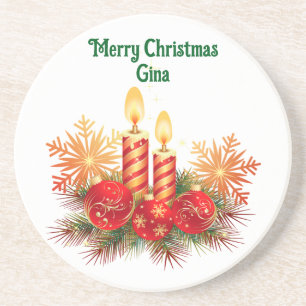 Vintage Candles Merry Christmas Coaster