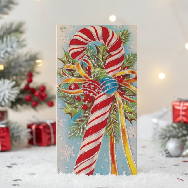 Vintage Candy Cane Christmas Custom Holiday Card (Vintage Candy Cane Christmas Custom Holiday Card)