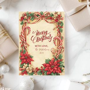 Vintage Candy Cane Christmas Holiday Card