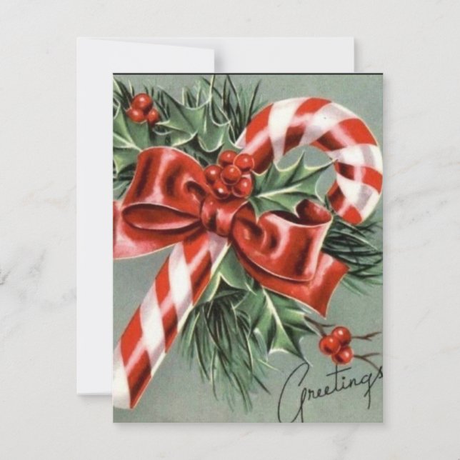 Vintage candy cane  holiday card (Front)