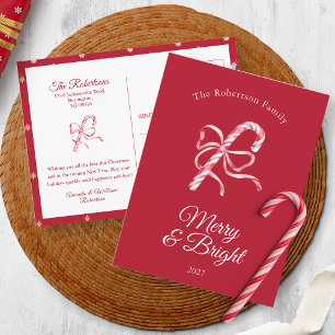Vintage Candy Cane “Merry & Bright” Christmas Card