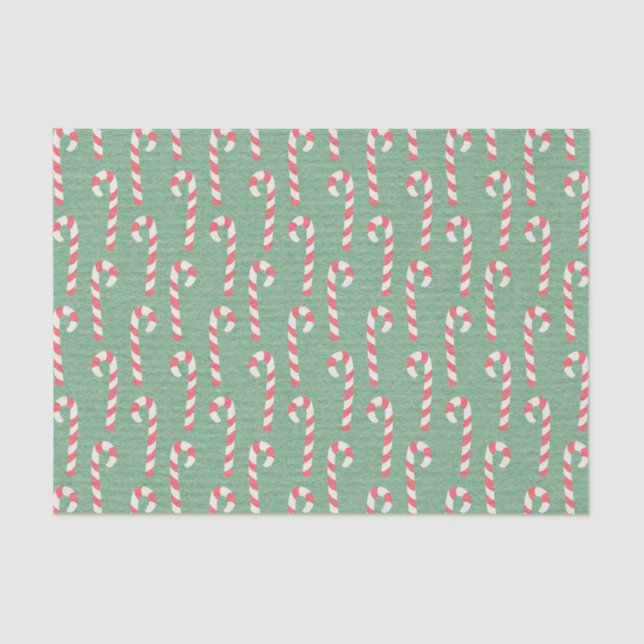 Vintage Candy Canes Pattern Tissue Paper (Front)