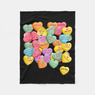 Vintage Candy Conversation Hearts For Anti Valenti Fleece Blanket