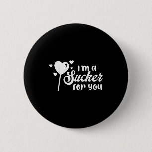 Vintage Candy Heart Love Im A Sucker For You Valen 6 Cm Round Badge