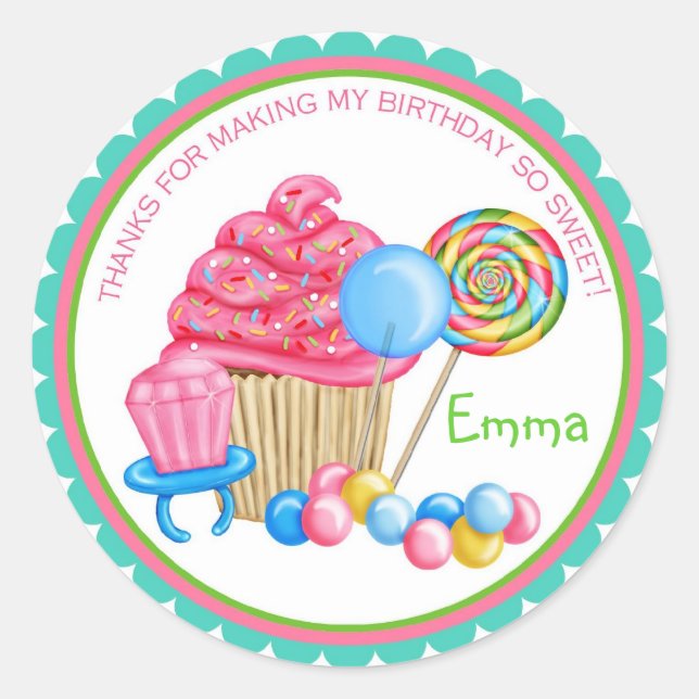 Vintage Candy Parlour Birthday Stickers (Front)