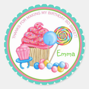 Vintage Candy Parlour Birthday Stickers