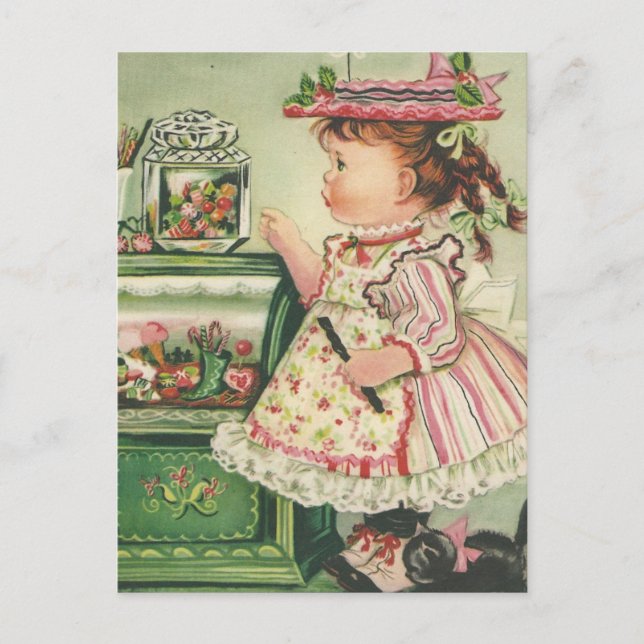 Vintage Candy Shop Girl Card (Front)