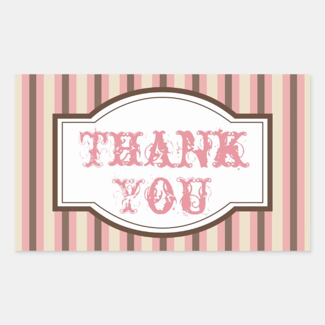 Vintage Candy Stripe Thank You Stickers (Front)