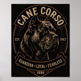 Vintage Cane Corso Guardian Badge Dog Poster