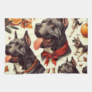 Vintage Cane Corso Illustration Tea Towel