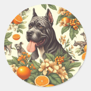 Vintage Cane Corso Seamless Classic Round Sticker