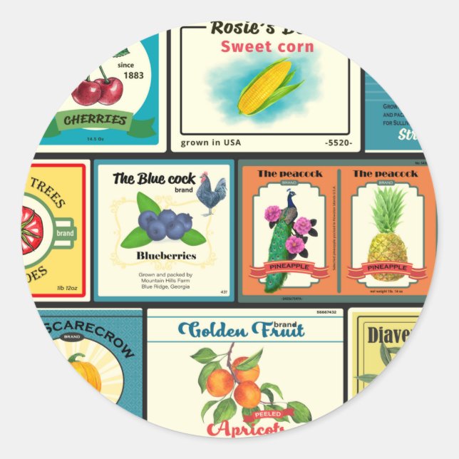 Vintage canned goods-Fruit labels (Front)