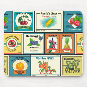 Vintage canned goods-Fruit labels Mouse Mat