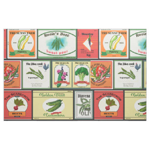 Vintage canned goods-Vegetables labels Fabric