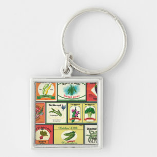 Vintage canned goods-Vegetables labels Key Ring